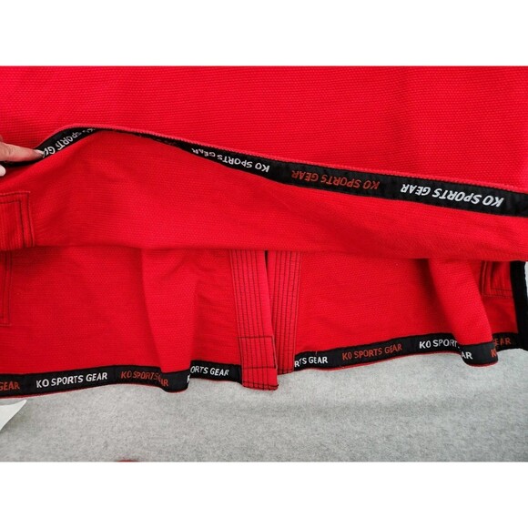 KO Sports Gear GI uniform Kimono Wave line Jiu Jitsu A4 Red Gis THICK cotton XXL - Picture 14 of 16